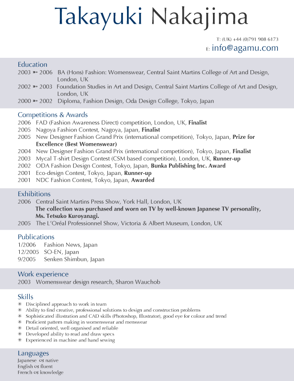 curriculum vitae format 2010. A Cv Format - QwickStep